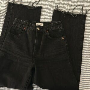 Zara High Rise Wide Leg Ripped Jeans